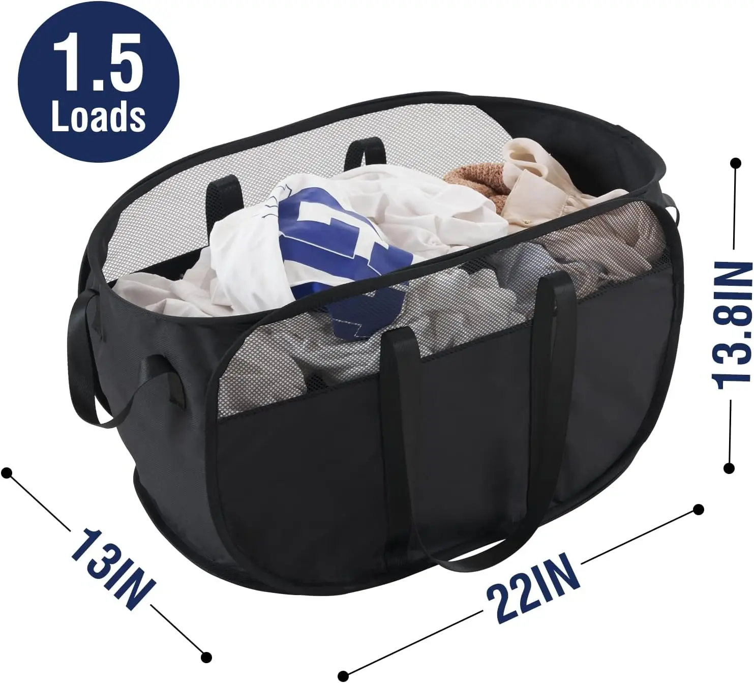 Foldable Pop-Up Laundry Hamper with Reinforced Handles for Home and Travel