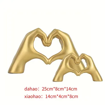 1pc Gesture Decoration, Heart Finger Statue Modern Art Sculpture Personalized Home Decor 6