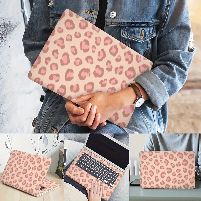 핑크색 표범 무늬 노트북 스티커, 컴퓨터 보호 커버, 긁힘 방지, 자체 접착식, 오래 지속되며 설치가 용이함