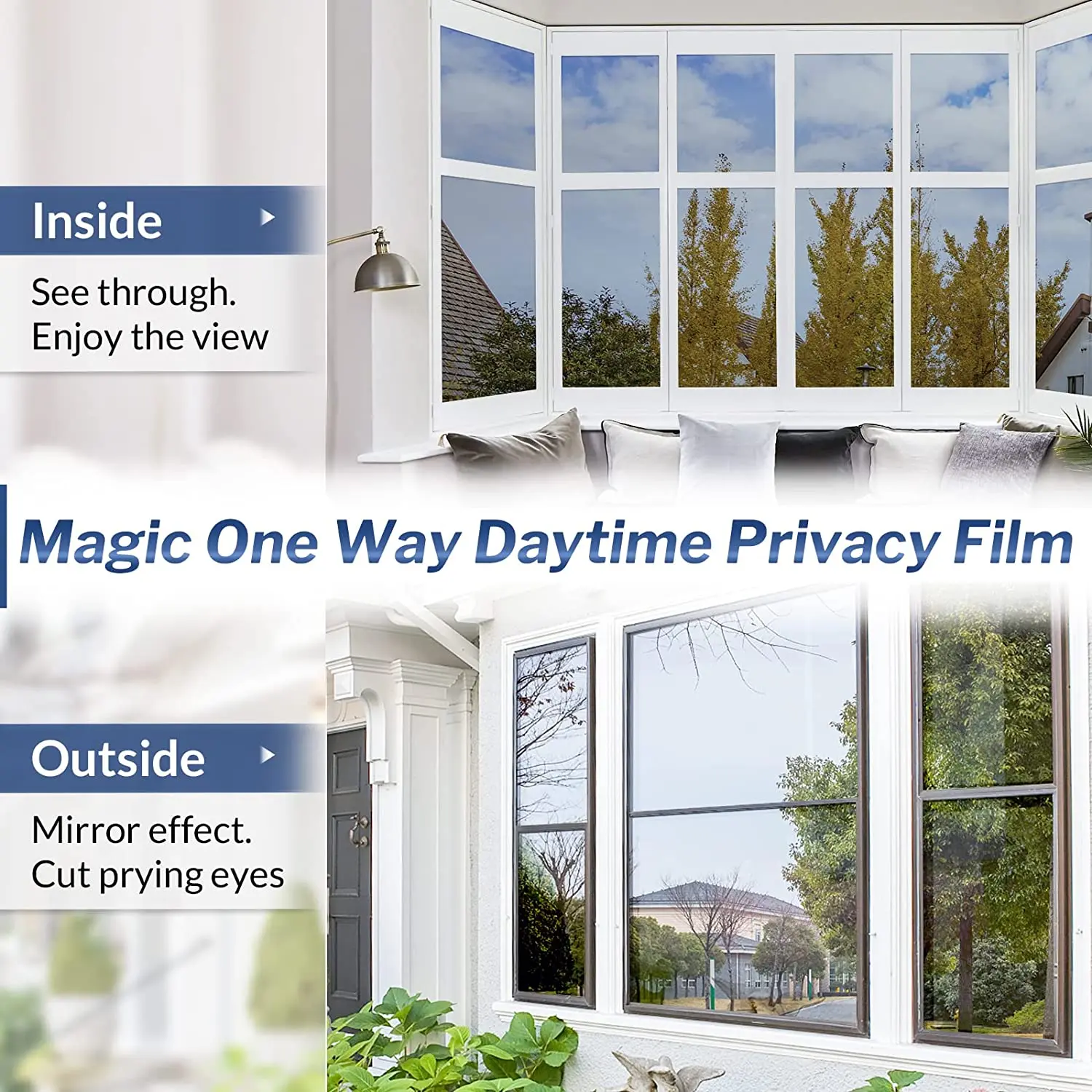 Great Choice Products One-Way Mirror Window Film Privacy Tint Sun Uv  Reflective Heat Control Home