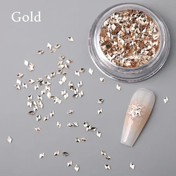Box of Silver and Gold Snowflake Nail Glitter Flakes - Diamond - Shaped Sparkle Sequins for 3D Manicure Decoration (Gold)