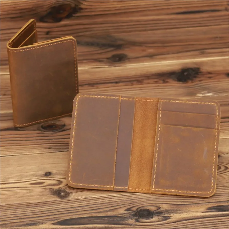 Vintage Men's Genuine Leather Credit Card Holder Small Wallet Money Bag ID Card Case Mini Purse leather wallet leather card case For Male