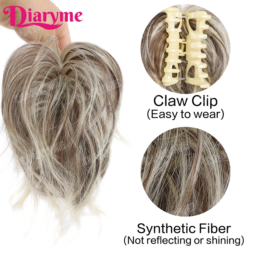 Messy Flully Wavy Bun Hair Piece Synthetic Claw Clip in Short Ponytail Extension For Women Claw Chignon Hair Extensions