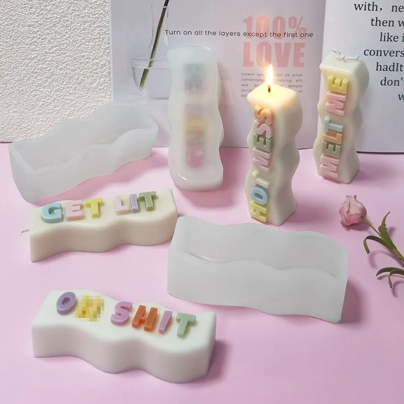 Letter Geometric Candle Mold Resin Decor Candle Shape Silicone Candle