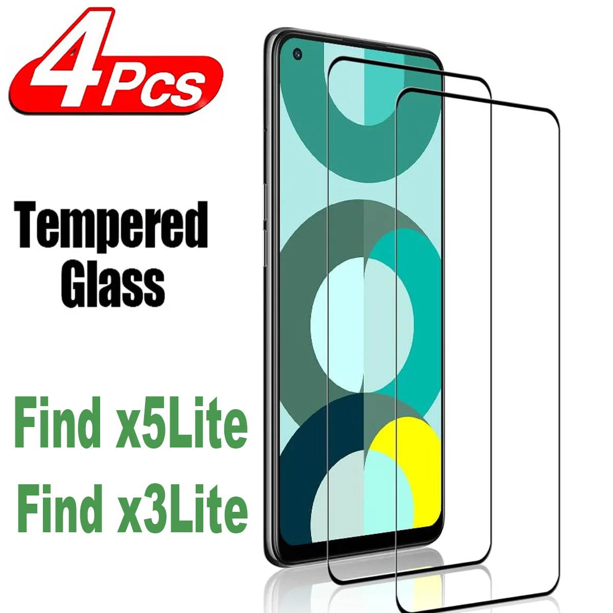 Черное закаленное стекло для OPPO Find X5 Lite X3 Lite, 2/4 шт. стекло с полным покрытием для oppo find x5 pro протектор экрана для oppo find x5 pro пленка для объектива телефона из закаленного стекла для oppo find x5 pro