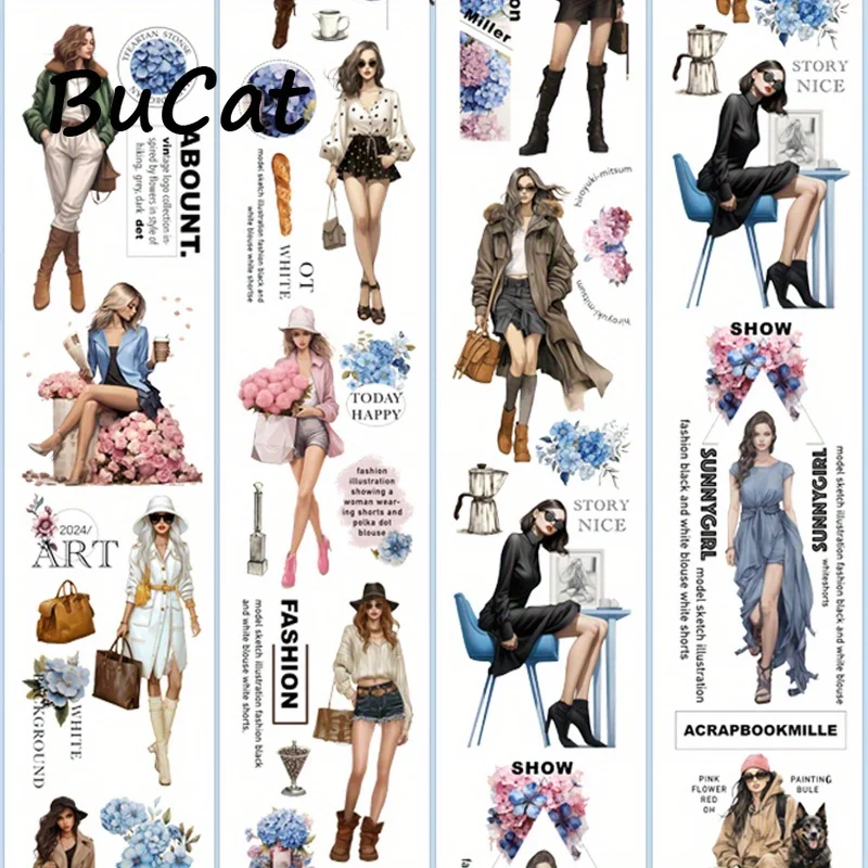 2m/Roll Fashion Girl PET Tape Beautiful Girl Decorative Tape For Sticker Scrapbooking Journal Card Making Stationery 4