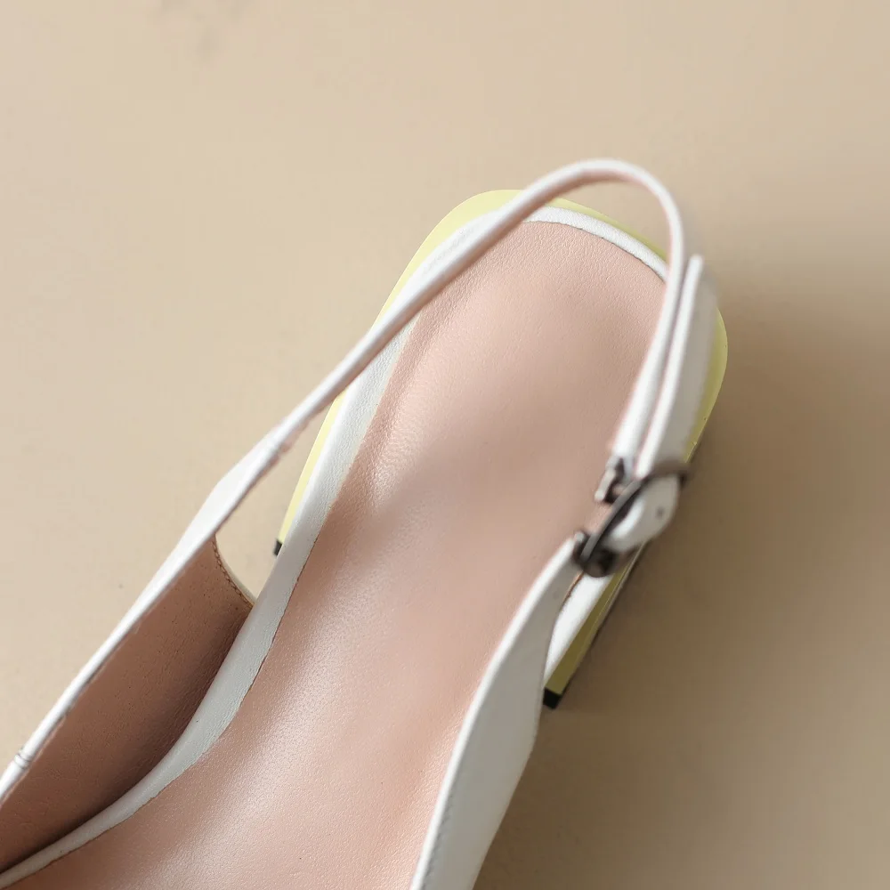 Summer Genuine Leather Chunky Sandals Sexy Women High Heels Shoes Party Designer Slingback Pumps 33-46 women slingback sandals women high heels shoes