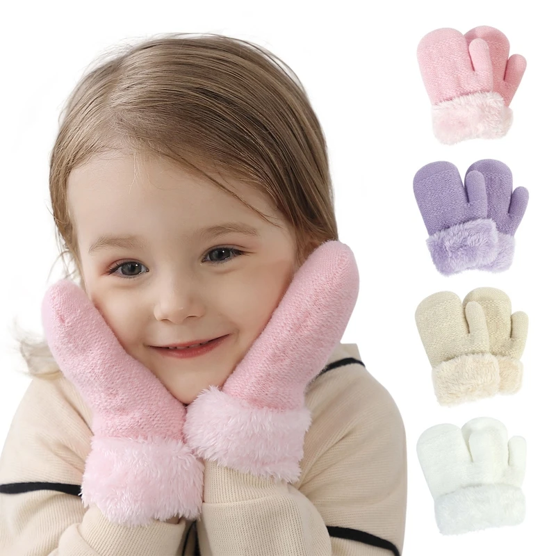 

Knitted Kids Gloves Toddlers Winter Gloves Girls Boys Thickened Cozy Gloves Windproof Mitten Unisex Coral Fleece Gloves Dropship