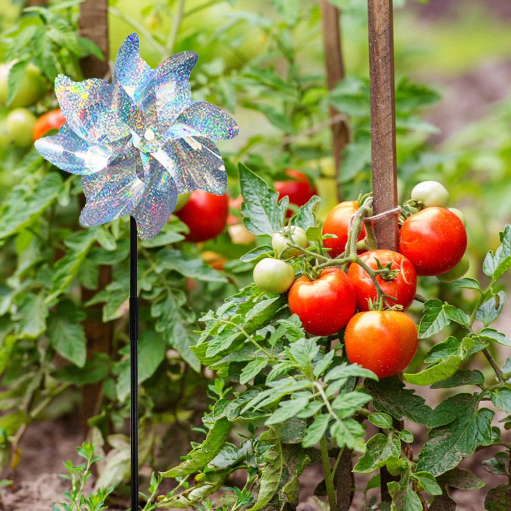 2/10pcs Bird-Scaring Wind Spinner Practical 8 Leaves DIY Birds Deterrent Windmill Creative Outdoor Garden Lawn Yard Decoration