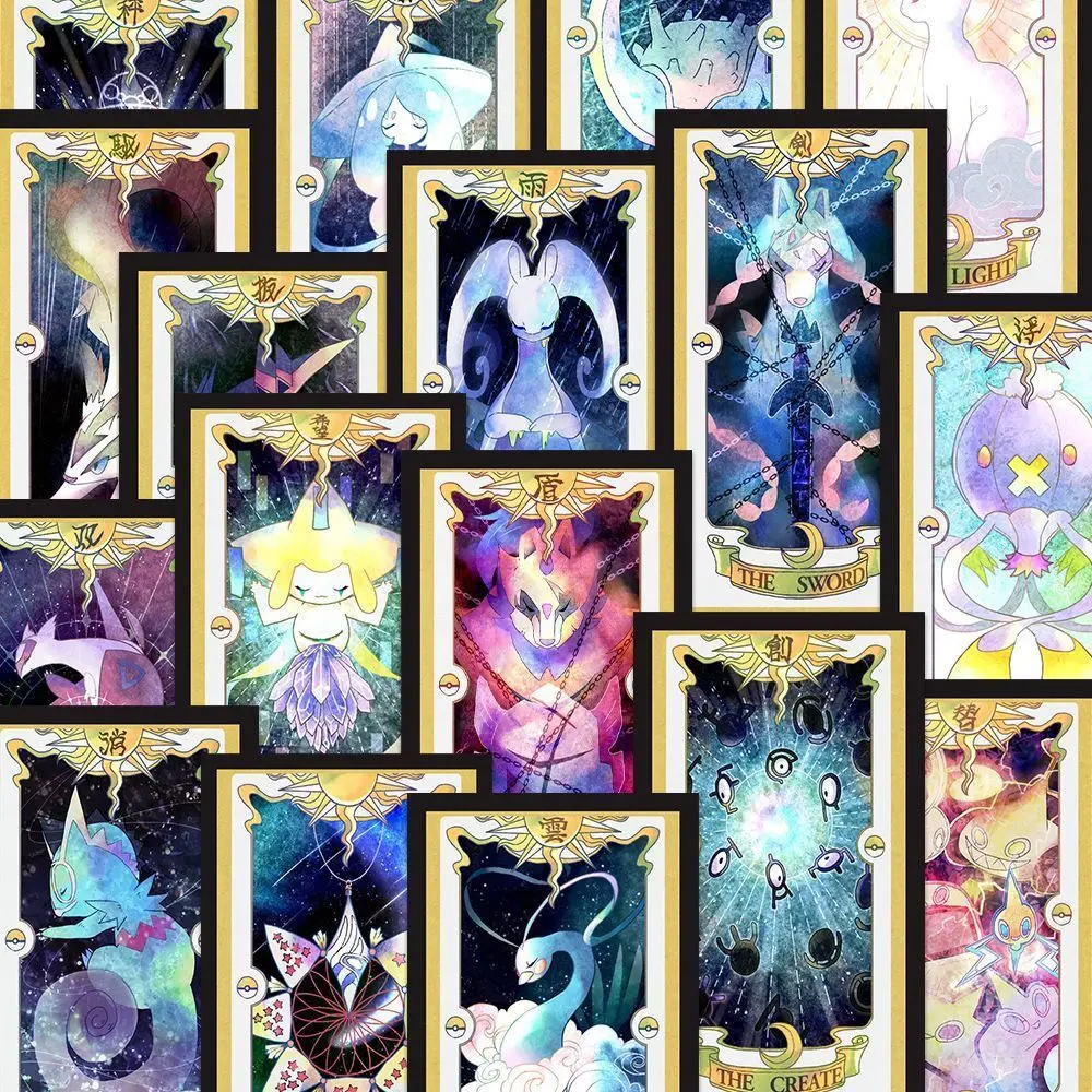 pokemon tarot cards Eeveelutions Card Themed Sticker Pack – 50 Pieces, Eeveelution & More, Multicolor Paper Decals Halloween Sticker Book High Quality The Best Pokémon Tarot Deck