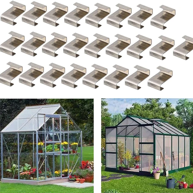 30 Pack Tartós Rozsdamentes Acél Üvegházhatású Üvegházak Klipek W Rugós Huzal Az Üvegházhoz