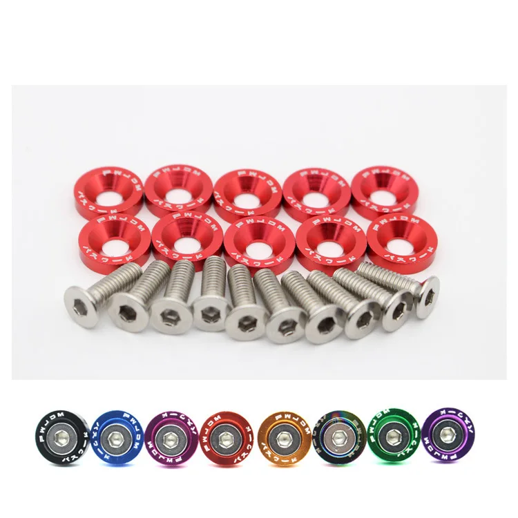 Car Aluminum Washer M6 Colourful Anodized Countersunk Head Bolt Washers Gasket JDM Racing for Honda BMW Toyota Nissan 10PCS/Lot