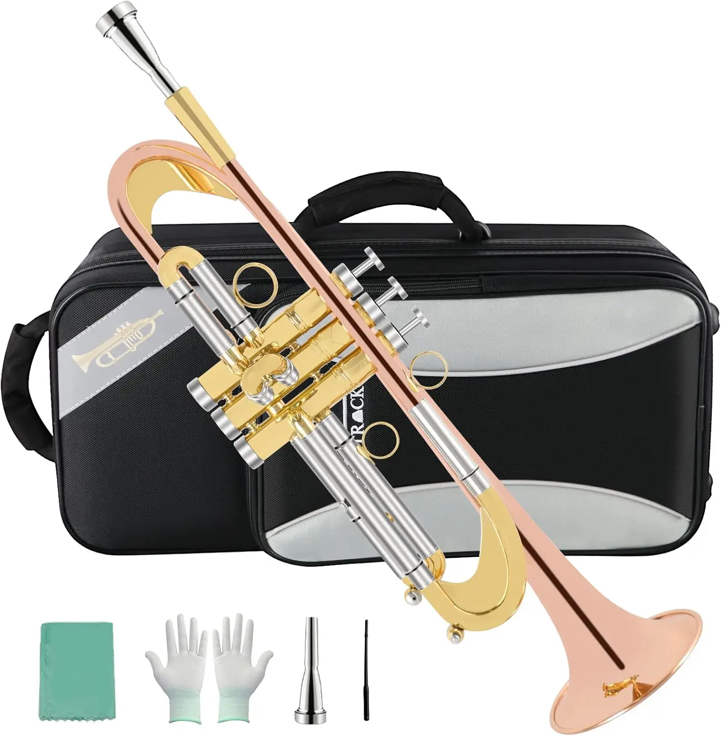 Trumpet Standard Trumpet Set with Carrying Case,Gloves, 7C Mouthpiece, Cleaning Kit, Tuning Rod (Cupronickel)