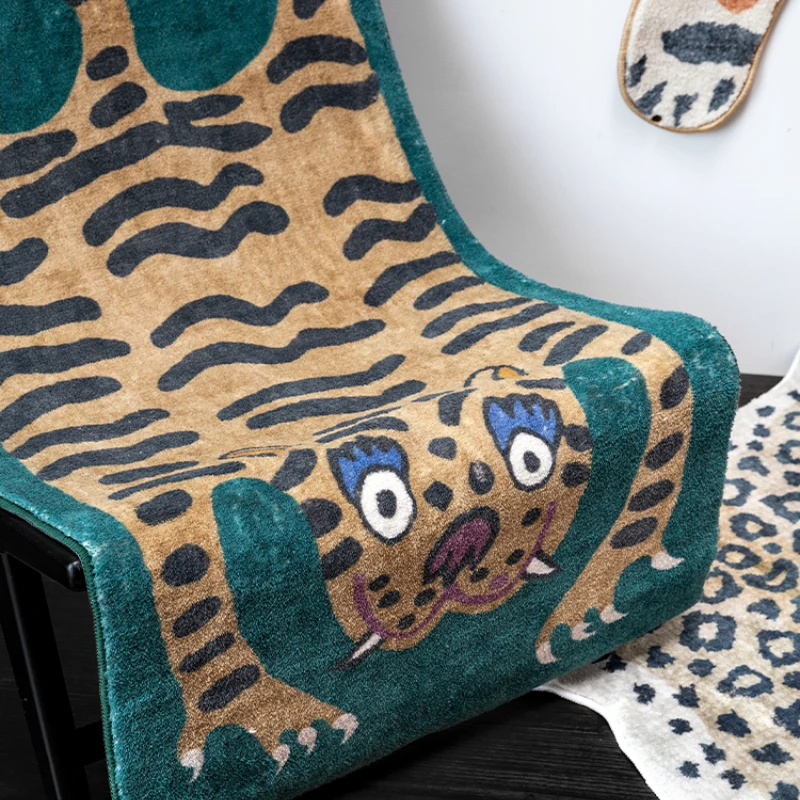 Tiger Carpet Livingroom Leopard Cartoon IG Special-shaped Children\'s Bedroom Plush Rug Large Area Home Decor Bedside Fluffy Mat