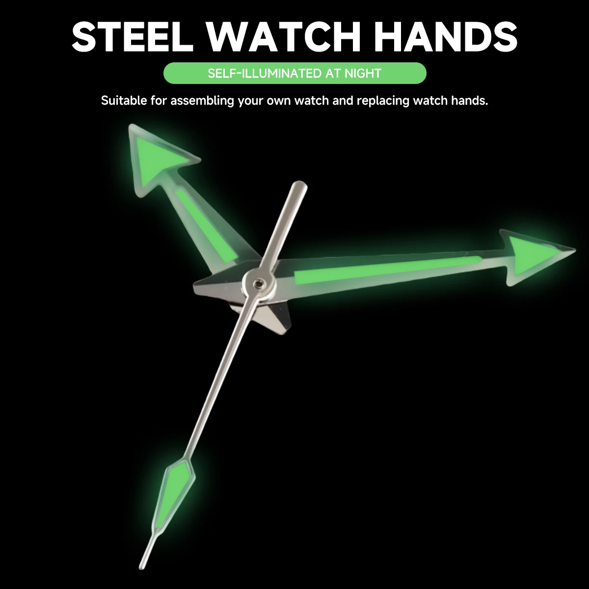 Luminous Multi-Color Watch Hands Set - Green, Silver, Black, Orange, Gold