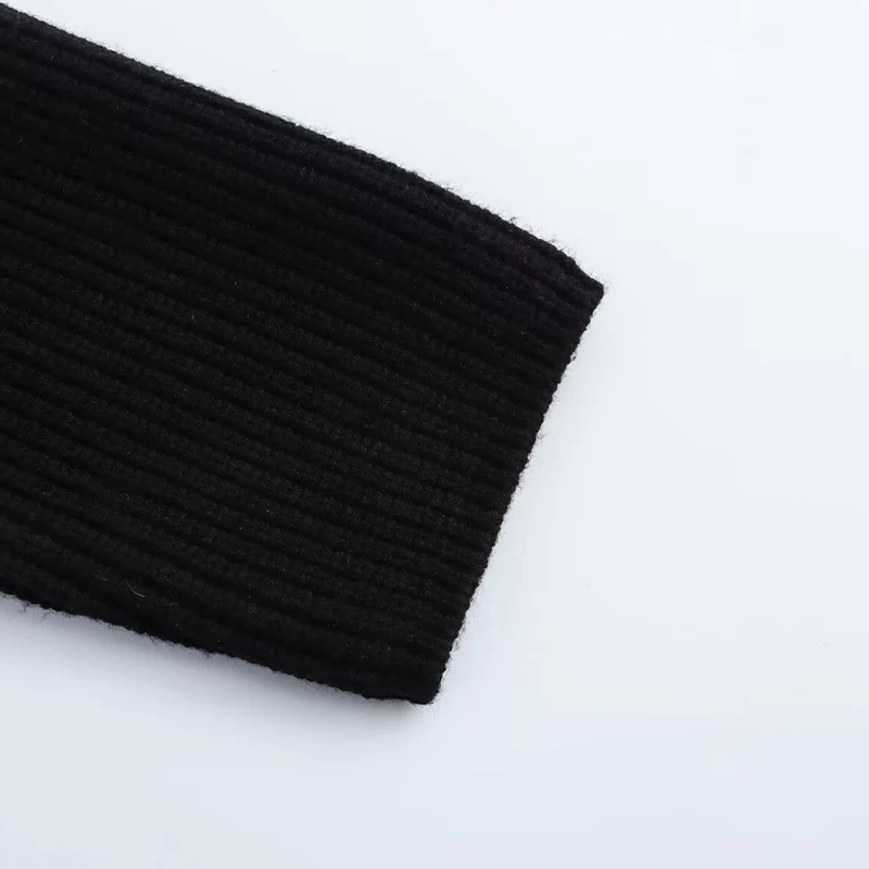 Fashion Women's Beading Sweater Pullover Elegant Knitted Black Long Sleeve O-neck Jumper 2025 New Spring Lady Casual Outwears