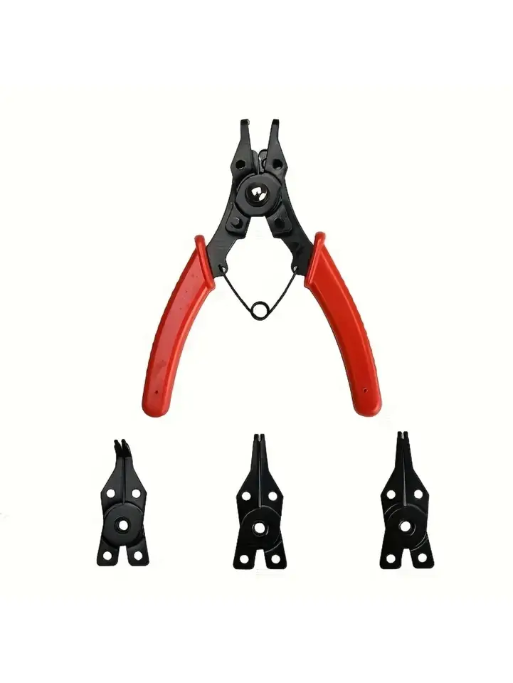 4-In-1 Circlip Pliers Set Snap Ring Pliers Multi Crimp Removable Plier Head Retaining Circlip Pliers Hand Tools Multifunctional image 4