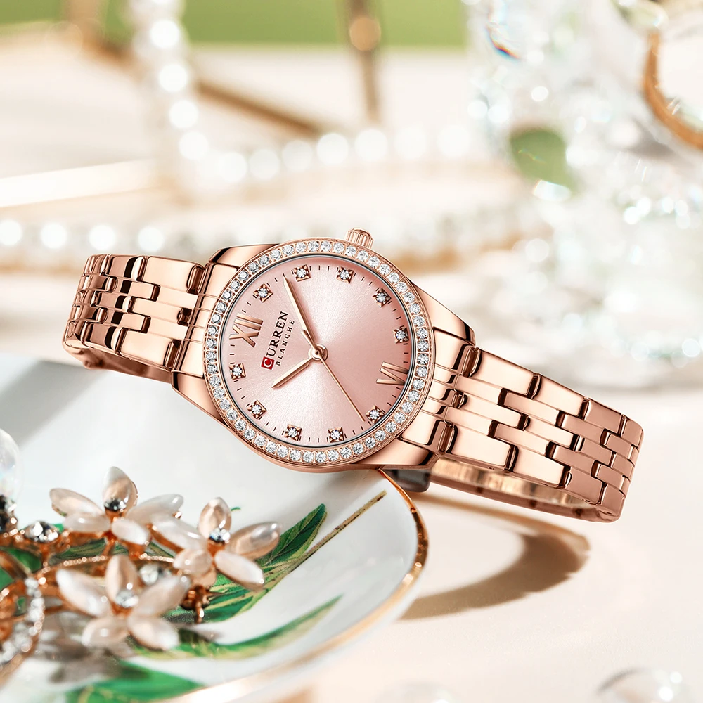 Curren-relógio de quartzo feminino com pulseira de aço inoxidável,  impermeável, alta qualidade, com diamantes, marca de moda - AliExpress
