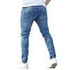Men's Jeans Stretch Slim Fit Trousers Streetwear Classical Casual Pants Skinny Zipper Denim Designer Clothes Black Blue 6
