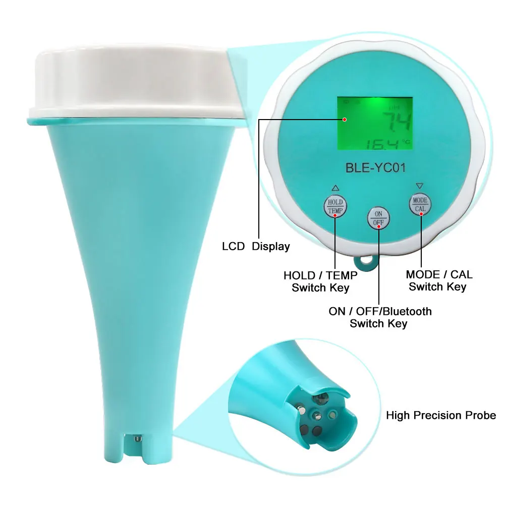 6 in 1 Water Quality Test Meter APP Online Monitor PH CL TDS EC ORP TEMP Tester BT Digital Chlorine ORP EC TDS Temp PH Meter