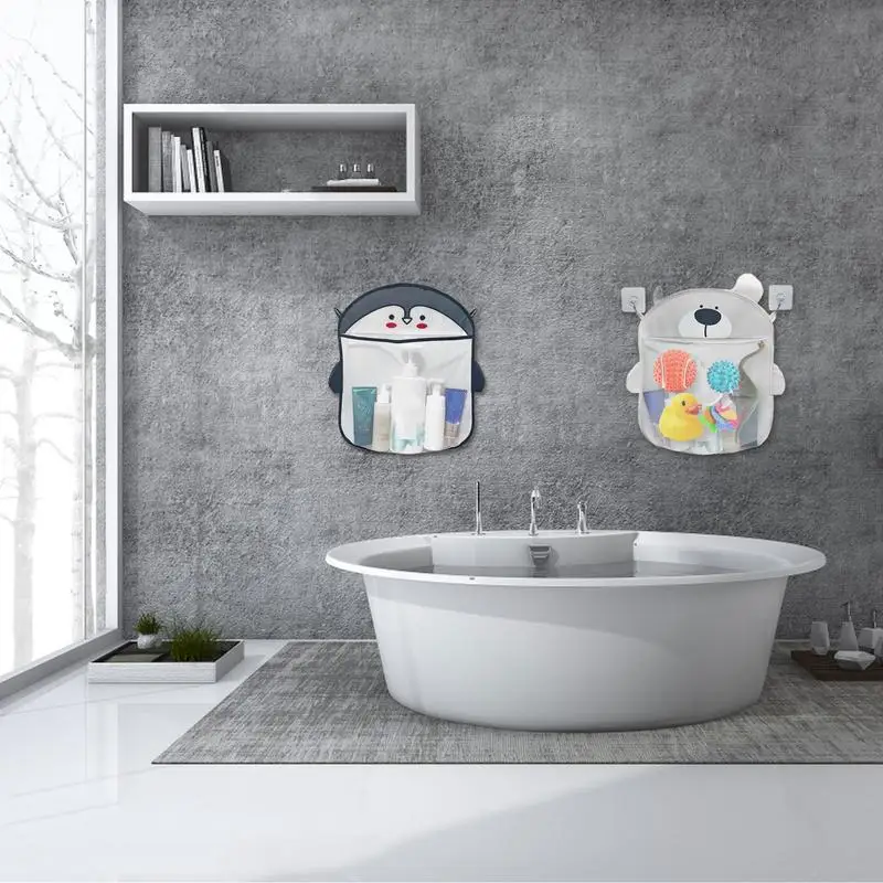 Baby Cartoon Animal Shape Shower Mesh Bag for Bath Toys Hanging Bathroom Storage Organizer Holder Children Water Toy Net Bag 2