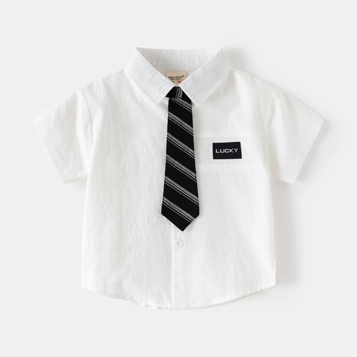Boys Shirts with Tie Toddler Kids Tops Oufits Elegant Children's Clothes
