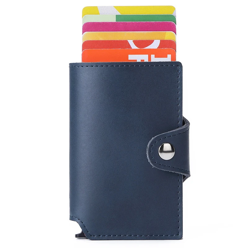 Rfid Genuine Leather Card Holder Men Wallets Money Bags Luxury Slim Thin Smart Minimalist Wallets Male Purse Black Smart Vallet 