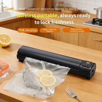 Portable LCD Digital Display Rechargeable Wireless Vacuum Sealing Machine Food Plastic Sealing Machine home packing machine 1