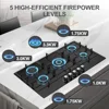 36" 5 Burner Gas Cooktop Built-in Stove Top Tempered Glass Panel NG/LPG Auto Ignition Hob Universal Nozzle Stainless Steel 2