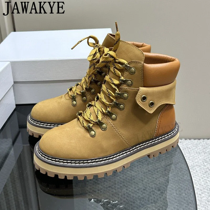 

Round toe Lace up Chelsea Ankle Boots Woman 2023 New Fashion Punk Boots Women Luxury Brand Casual Motorcycle Short Boots Mujer
