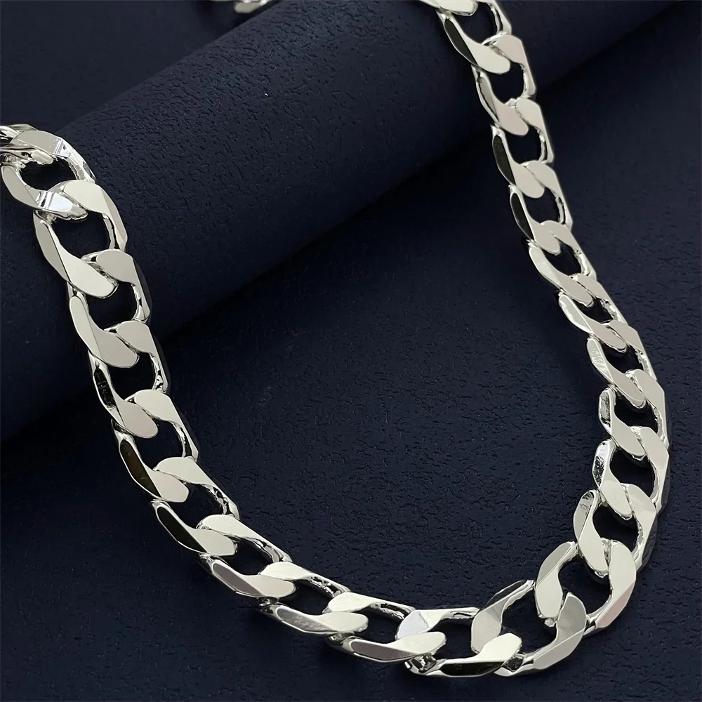 925 Sterling Silver Necklace, Unisex, Classic Chain, Wedding, Anniversary, Christmas Gift 2MM-12mm 20cm-70cm 4