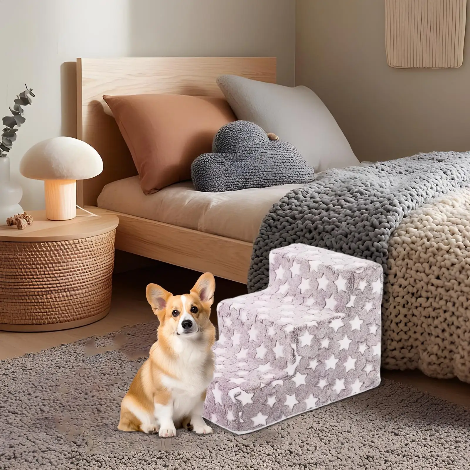 Pet 2/3 Steps Dog Secure Stairs Ramps Non-Slip Pet Steps for Older Dogs Pet with Joint Pain Sofa Bed Ladder