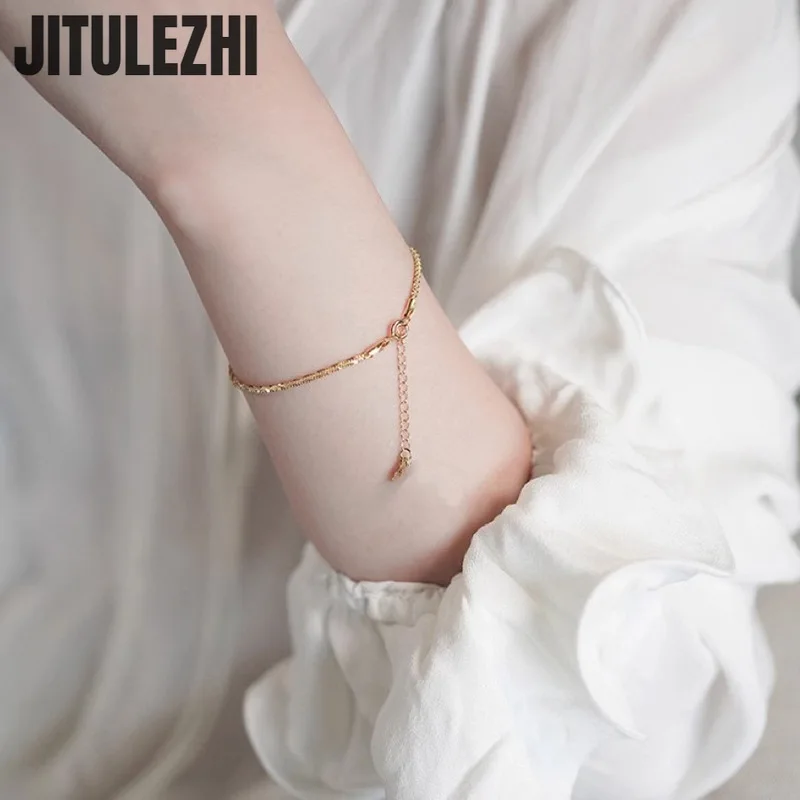 18K Gold Bracelet For WomenSparkling Bracelet Women's Light Luxury Design Feeling Fragmented Gold Bracelet Temperament 2023 Summ 2