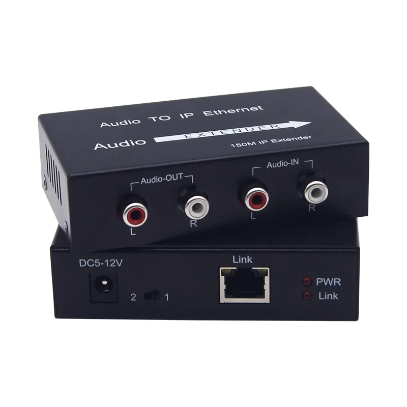 2 Channel Bi-directional RCA to RJ45 Extender over Cat5e/6 up to 150m RCA Audio IP Converter