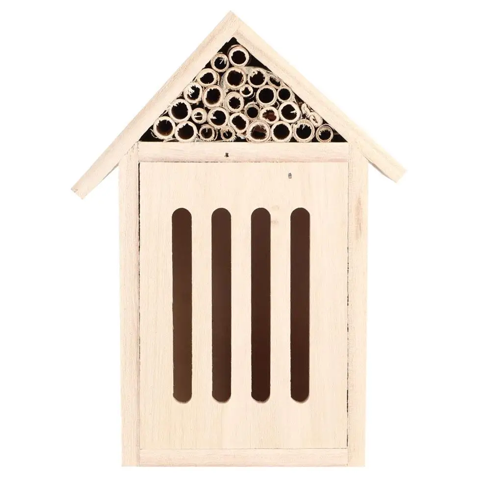 Wooden Bee House-Insect Shelter Hotel for Garden Decoration, Bug Nest Box for Bees & Beneficial Insects