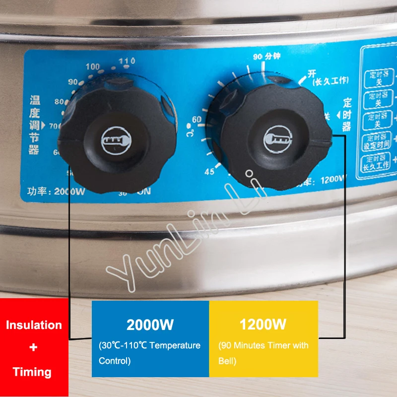 Commercial Electric Steamer Stainless Steel Multi-Functional Steaming Machine With Large Capacity & Time Seting Steamer