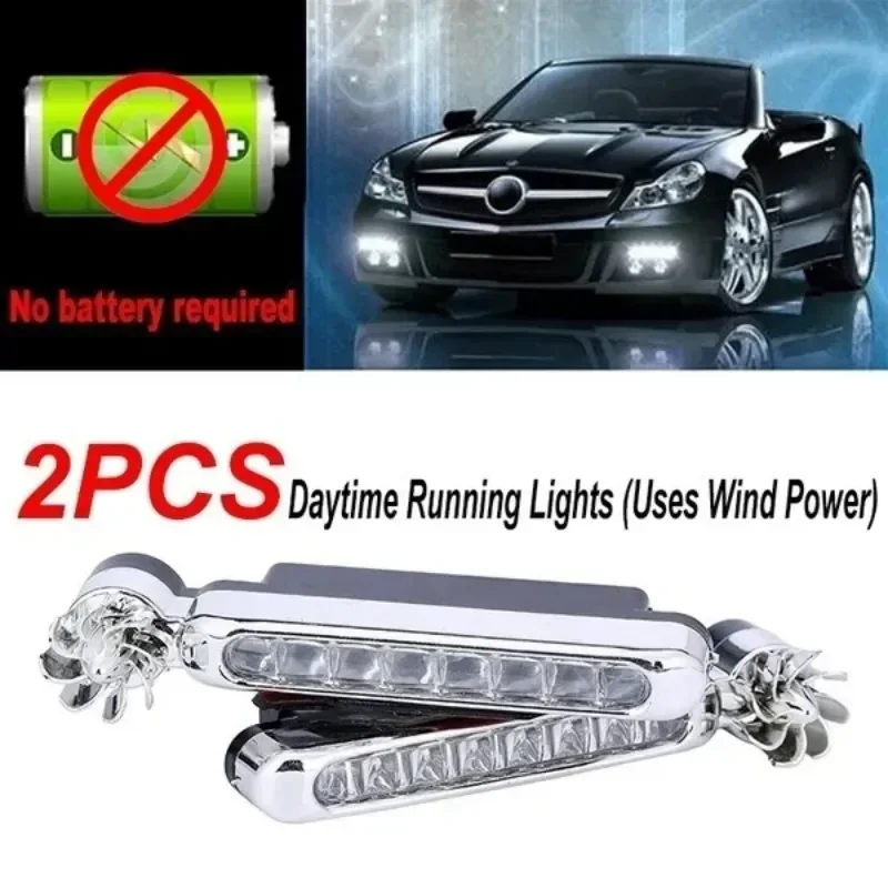 White ABS Wind Powered LED Car Daytime Running Lights