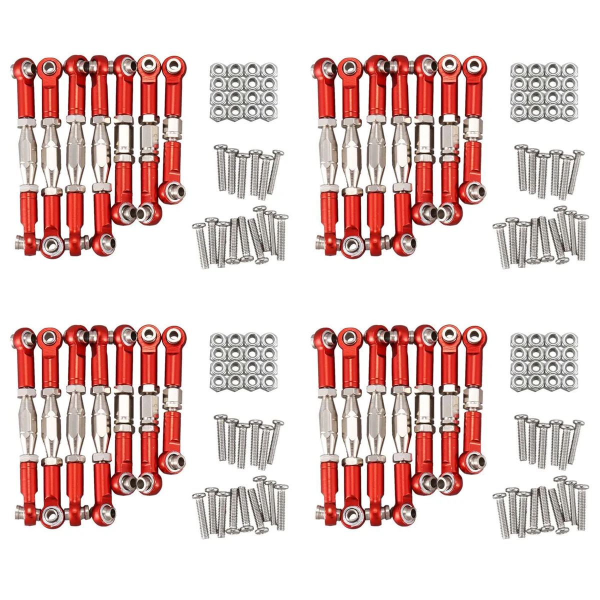 BAAU 28x for 144001 1/14 RC Car Spare Parts Metal Linkage Servo Pull Rod Steering Tie Rod Set,Red