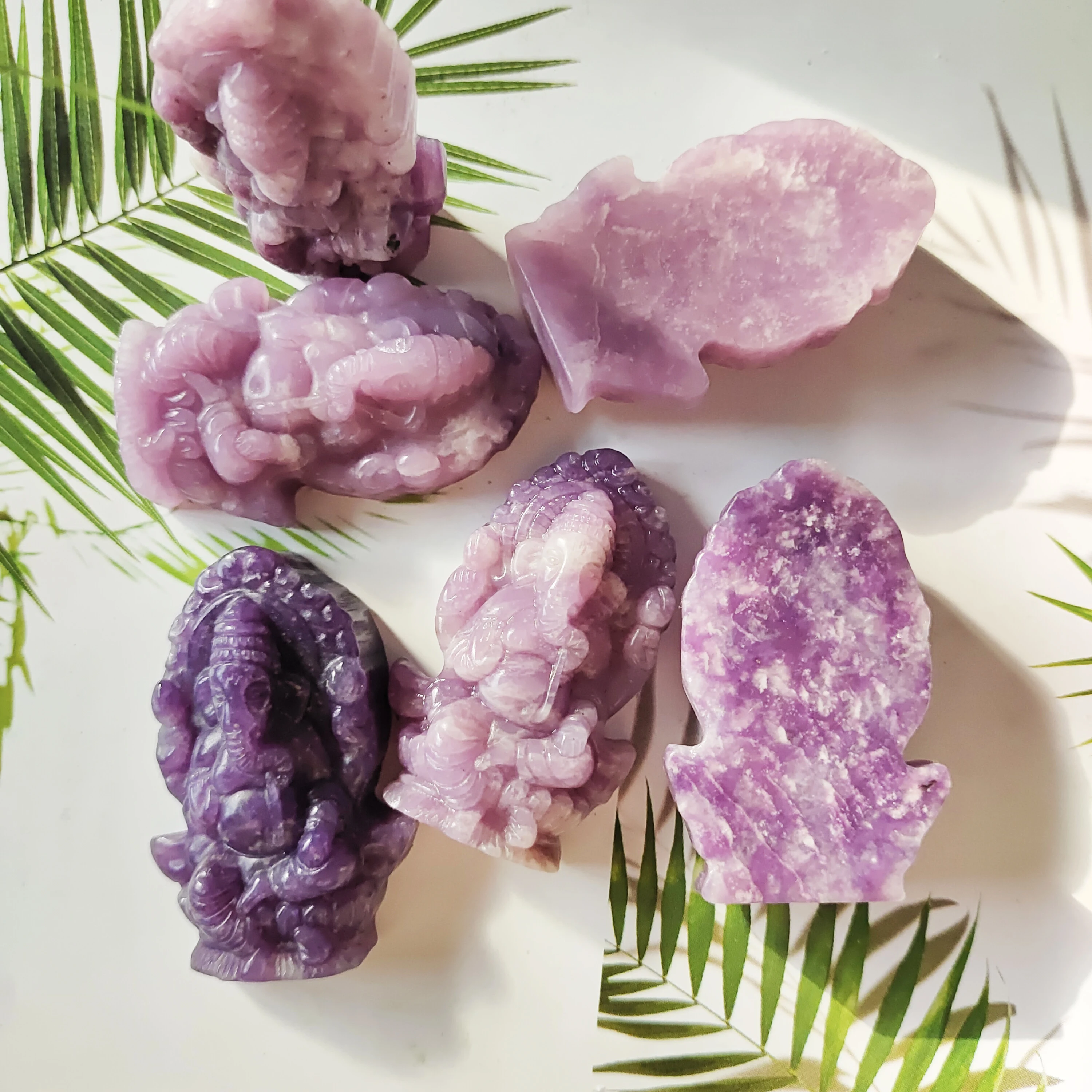 Natural Lepidolite Ganesha Stones  Healing Reiki Gemstones Home Decoration For Gifts Quartz Crystal Hand Carving 6