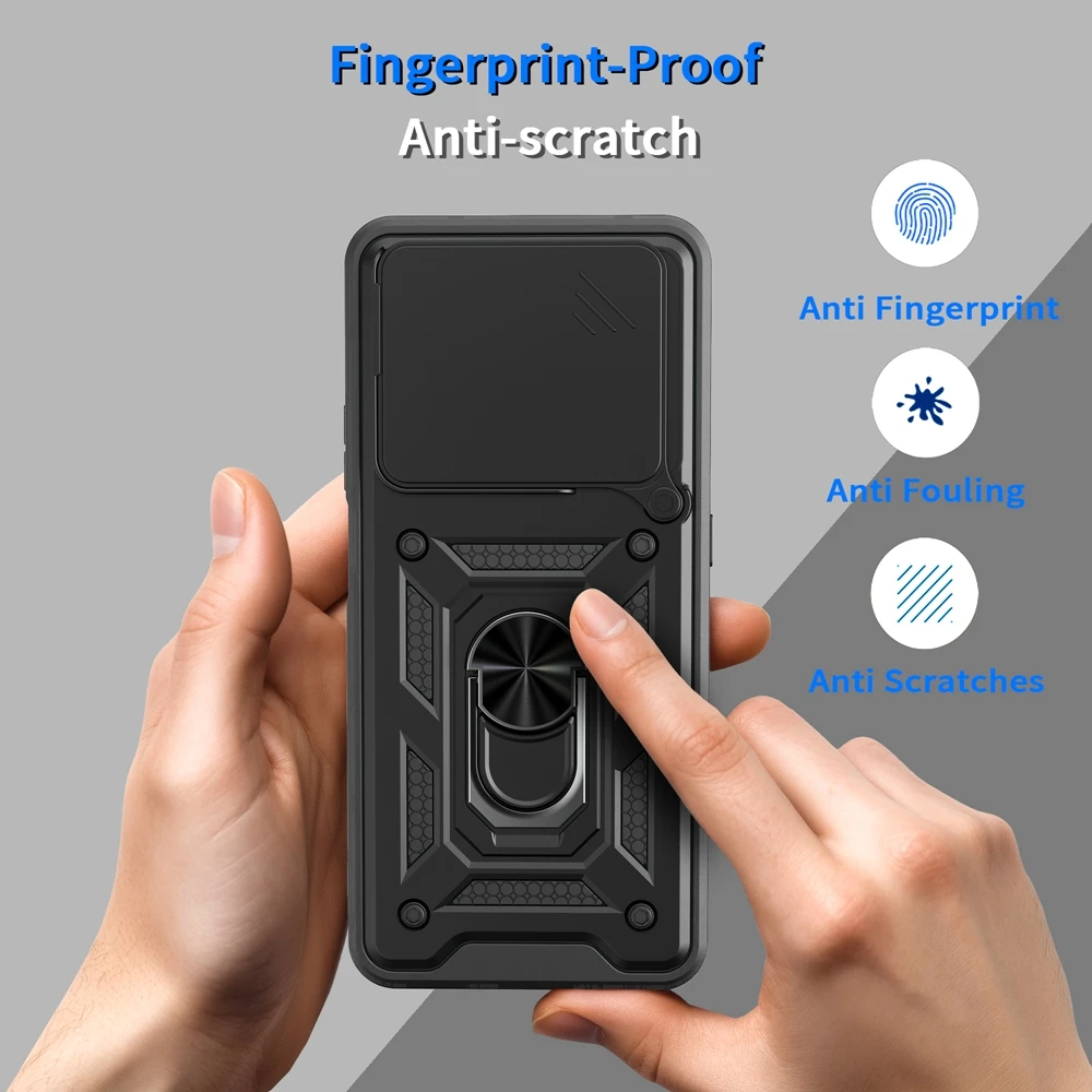Shockproof Armor Phone Case with Car Magnetic Holder and Lens Cover