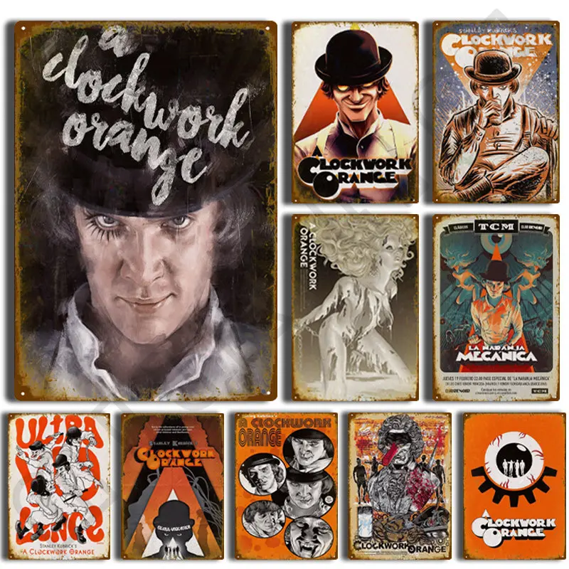 

Оранжевый металлический плакат в классическом фильме «A заводная работа», оловянные знаки, табличка, Настенный декор для ванной, бара, офиса, спальни, кафе, 12x8 дюймов