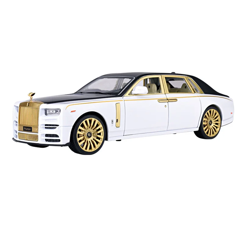 

Модель автомобиля в рулонах 1:24, модель Royce Phantom Hot Wheels Black Mamba из сплава, со звуком и фотоэлементом, украшение для модели автомобиля, праздничный подарок