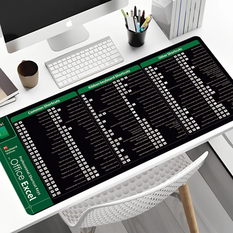 For Excel Common Shortcuts Large Professional Shortcut Keys Mouse Pad Desk Mat Office Software Keyboard Mousepad Y2K Cheat Sheet 3