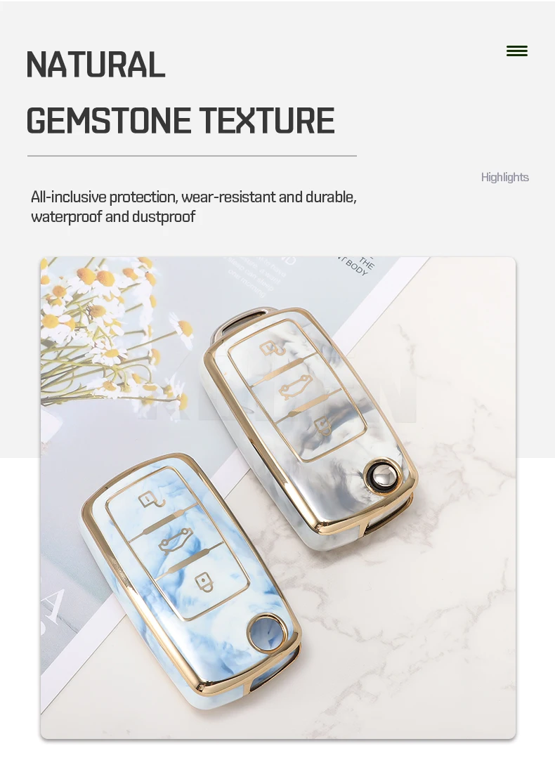 Nuovo TPU Car Flip Key Case Cover Shell per Volkswagen VW Polo Golf Passat Tiguan Beetle Caddy per Skoda Octavia Seat Leon Altea - S8873d0d8acc0499eaa865e12c6620585S