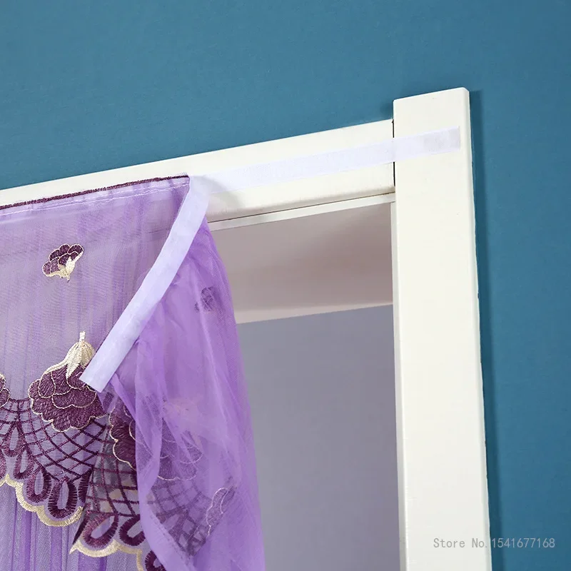 Punch-free Mosquito Screen Curtain Door Curtain, Breathable Bedroom Partition Curtain Double Layer Lace Embroidered Door Curtain