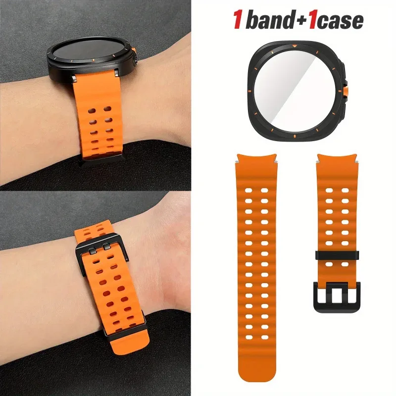 Premium Deluxe Watch Accessory Set - Ultra-Look Protective Case with HD Tempered Glass and Breathable Strap