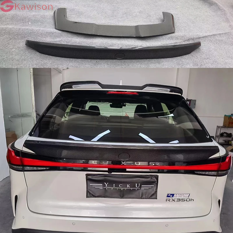 

For Lexus RX 350 450 500 Car Spoiler Decoration Black Carbon Fiber Trunk Lid Roof TRD Tail 2023 24 Accessories Modification FRP