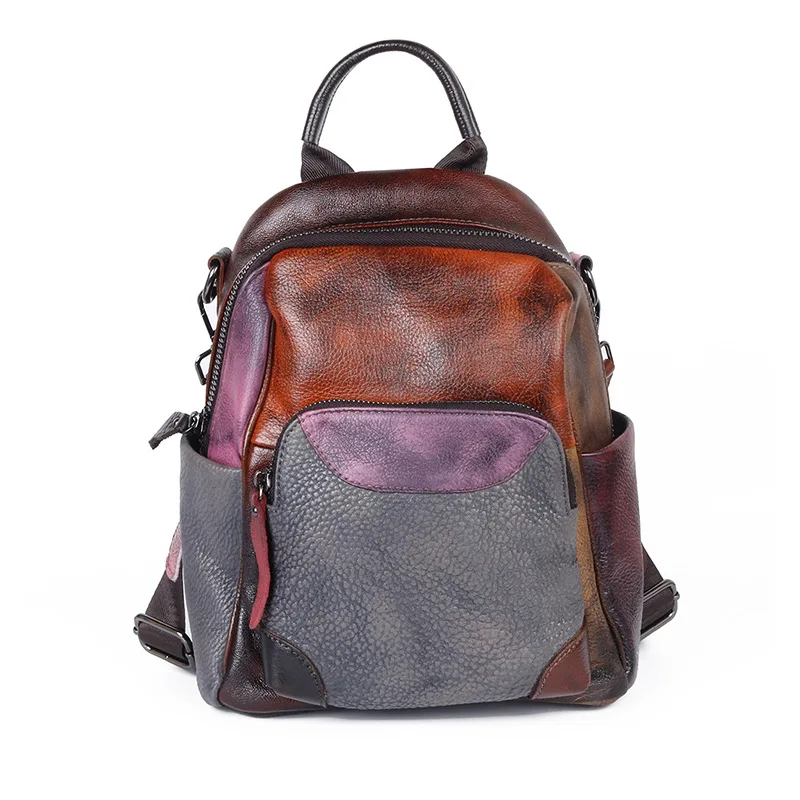 Summer Patchwork Women Backpacks Pu Leather Chinese Style Backpacks Ladies Vintage Luxury Backpack Bags Designer 2024 New 5