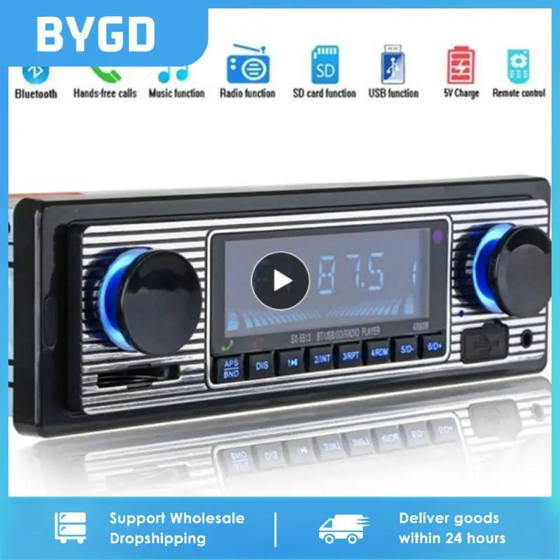 Autoradio Bluetooth-Compatibile Autoradio Stereo Fm Sd Aux Play Retro Autoradio Uscita Audio Lettore Mp3 Per Auto Con Telecomando