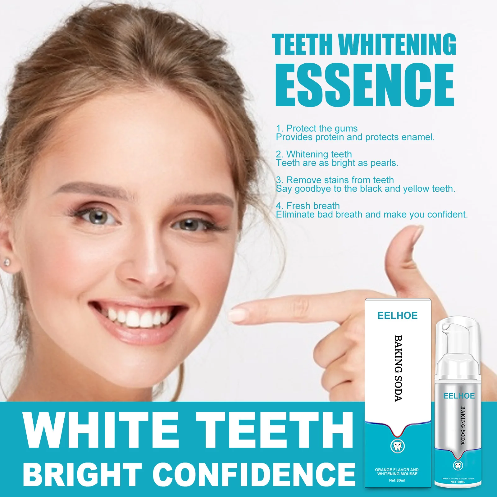 

Professional Teeth Whitening Booster Mousse 60ml Tooth Stain Removal Toothpaste Cleaning Foam Repairs Teeth Cleaning Foam